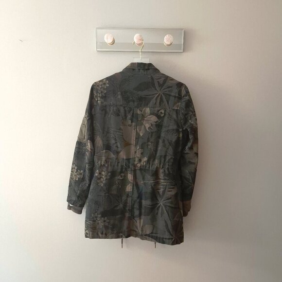 NWT Desigual cotton green & black tropical print camouflage sequined jacket, XS - Picture 14 of 16